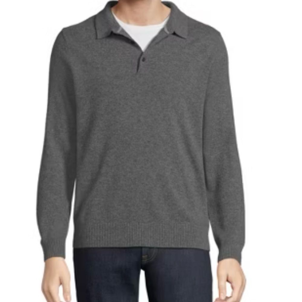 JoS A. Bank Traveler men's Merino Wool gray long sleeve Sweater Sz XXL